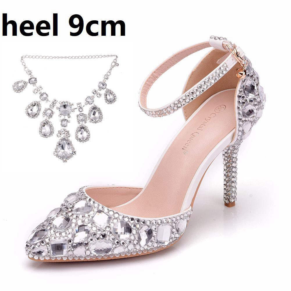Large Size Tassel Rhinestone Wedding Shoes 9 Thin Heel Pointed Sandals Luxury Rhinestone Wedding Shoes
