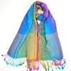 Imitation Wool Shawl Rainbow Color Art Printing Wrap Scarf with Tassels Women Poncho Shawl Blanket Scarf
