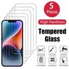 5Pcs Protective Glass for iPhone 15 11 12 13 14 Pro Max 15 Plus Screen Protector for iPhone 13 Mini XR X XS MAX Tempered Glass