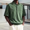Мужская футболка с лацканами, короткий рукав, повседневная летняя футболка с нагрудным карманом, однотонная свободная футболка для офиса, отпуска, повседневная одежда
