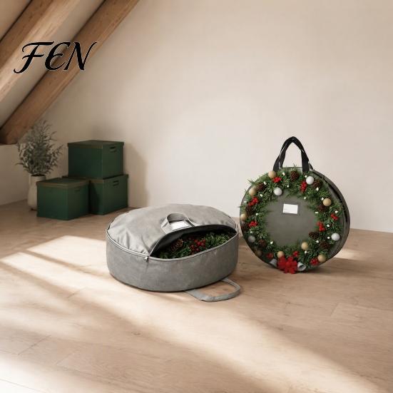 Moisture-proof Seasonal Decor Organizer Large Round Garland Storage Bag, Waterproof Oxford Container with Reinforced Carrying Handles Handles,