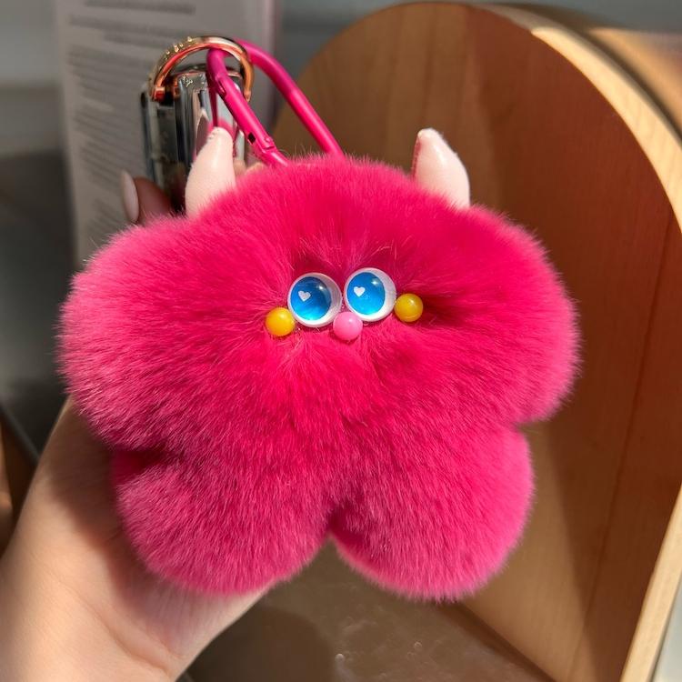 Милый брелок-подвеска для ключей от машины из меха кролика рекс, теленка, плюшевая кукла, подвеска для сумки, подарок