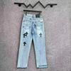 99150 CHROME HEARTS Мужские и женские модные джинсы в американском стиле с тканевыми нашивками, вышивкой, повседневные и модные уличные брюки