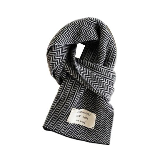 Winter Scarf Thickened Knitted Color Matching Printed Elastic Stay Warm Anti-shrink Lady School Outdoor Scarf Clothes Accessories