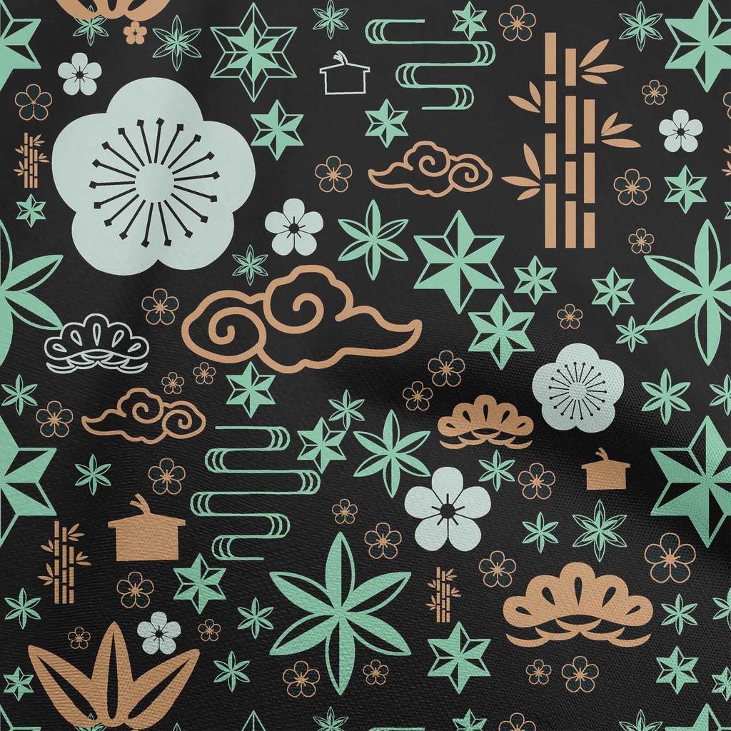 oneOone Cotton Flex Blue Fabric Asian Japanese Dress Material Fabric Print Fabric By The Yard 40 Inch