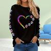 Women Autumn Tops Loose Cat Print Causal Long Sleeve T-shirt Top Blouse
