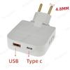 Универсальный travel-адаптер 4 в 1 для ЕС, поворотный на 180°, с портами USB-C и USB, универсальное зарядное устройство для глобальных устройств, Черный/Белый