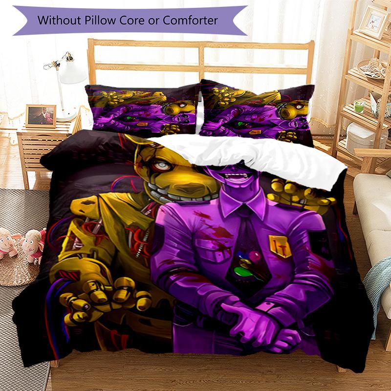 3pcs Five Nights at Freddy's2 pattern bedding set duvet cover set includes duvet cover &pillowcases, perfect all season bedroom decoration & gift