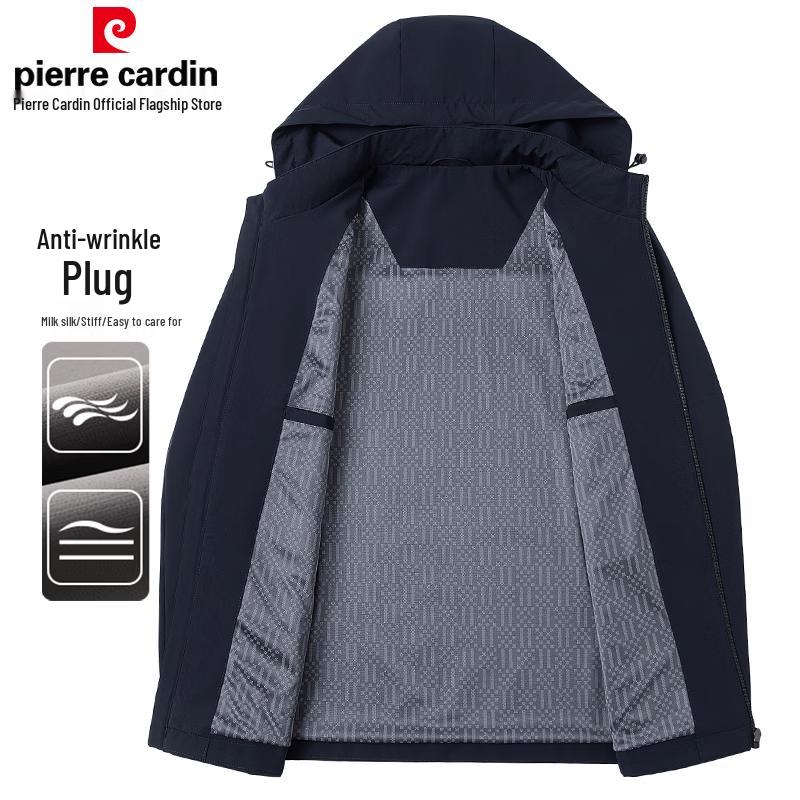 Pierre Cardin Мужская куртка из молочного шелка с защитой от морщин и съемным капюшоном