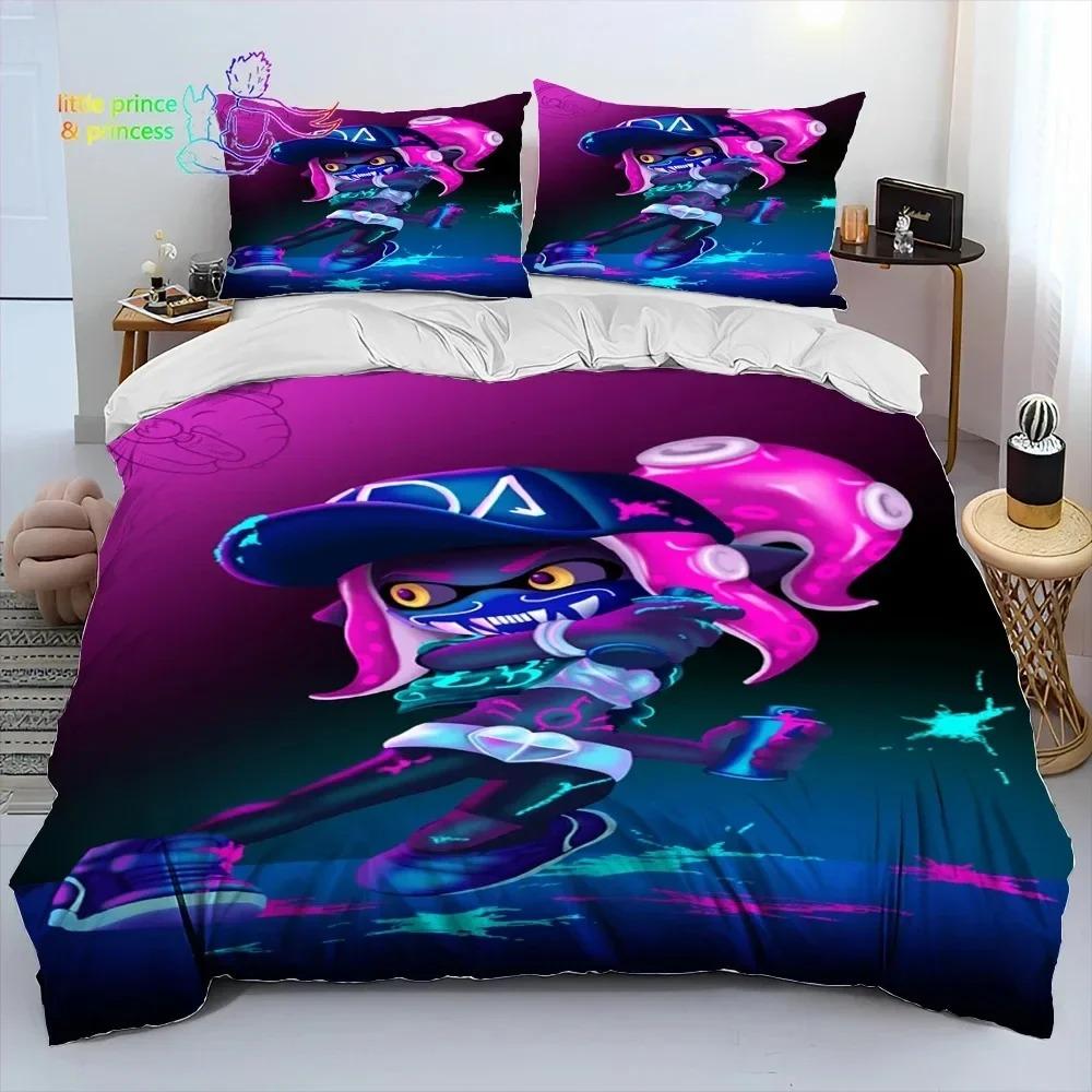 S-Splatoon Игра Геймер Мультяшный Постельный Комплект Односпальный Полуторный Двуспальный Кингсайз Комплект для Кровати Взрослый Ребенок Спальня Постельные Принадлежности Подарок