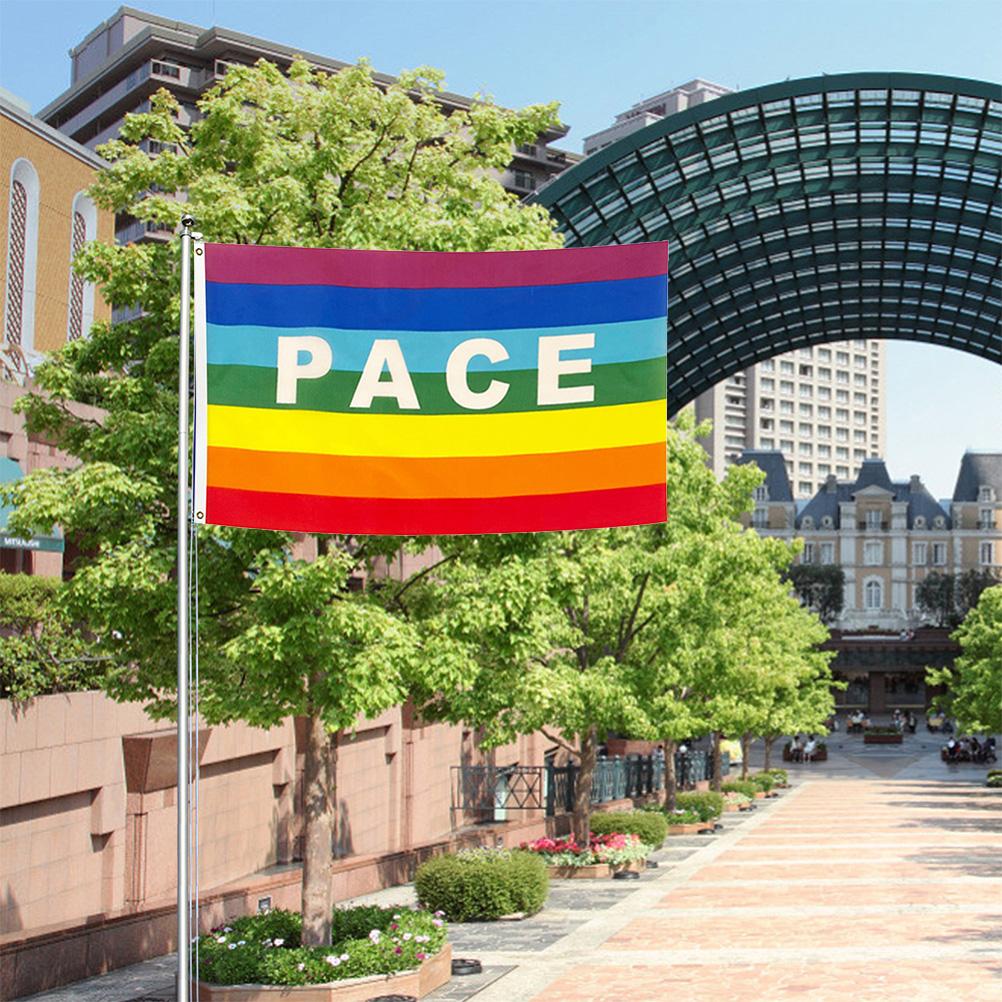 Colorful Peace Flag Polyester Pacifist Flag 90 X 145 Cm Peace Banner Flags for Garden Balcony