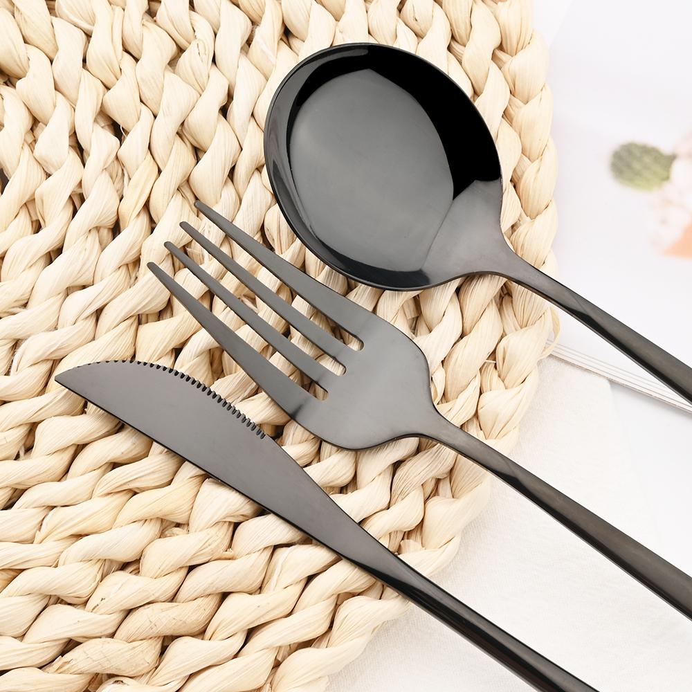 5 шт., черный набор столовых приборов, нож, вилка для торта, кофейная ложка, столовая посуда, столовые приборы из нержавеющей стали, столовые приборы в западном стиле, кухонное серебро