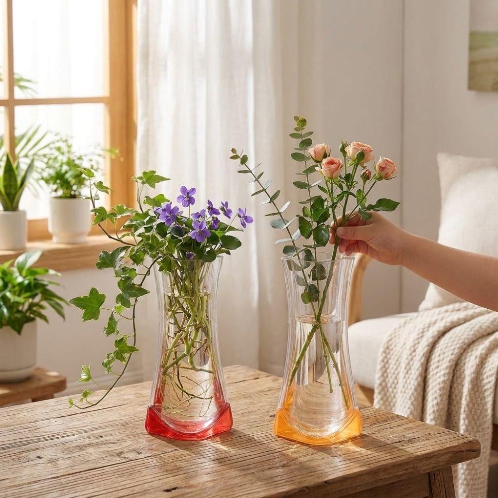 5Pcs Folding Clear PVC Flower Vase Collapsible Plant Containers  Restaurant Centerpiece
