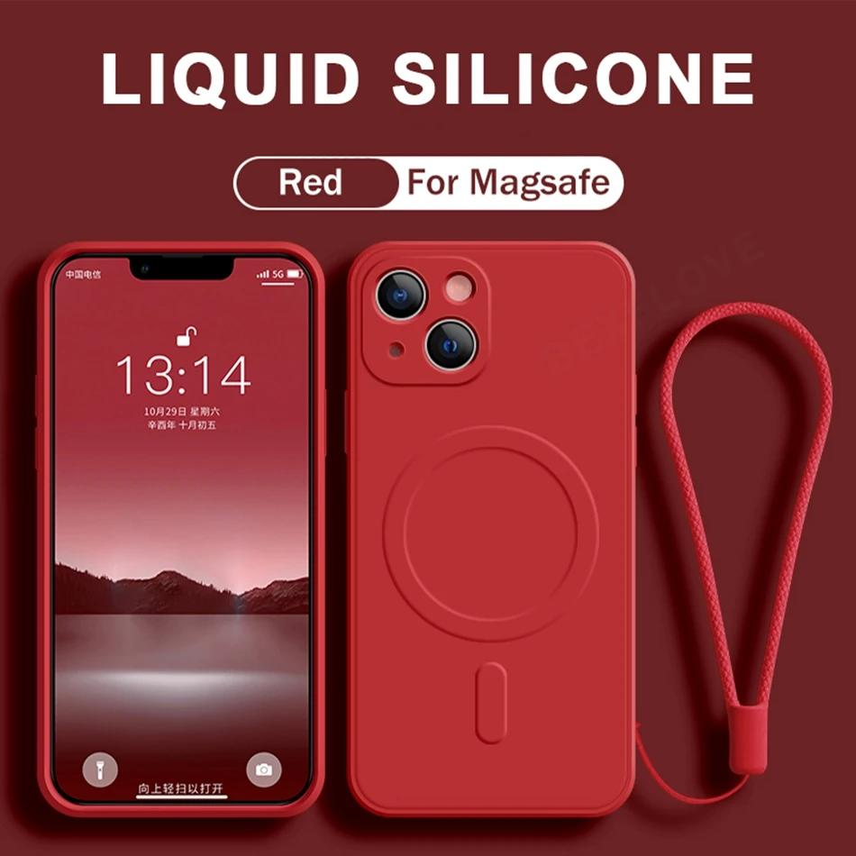 Официальный магнитный чехол для For Iphone 16 14 11 12 13 Mini 1 Pro Max 8 Plus X XR XS MAX Телефон Мягкий Защитный Чехол с ремешком