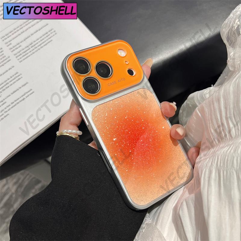 Чехол для телефона iPhone 17 16 15 14 13 12 Pro Max с эффектом гало-глиттера, окошком для камеры, защитой стеклянной линзы, жесткой задней крышкой из поликарбоната
