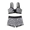 Women's Fashion Split High Waist Printed Bikini With Bra Pads And No Steel Bra Swimsuit