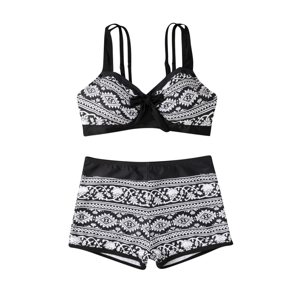 Women's Fashion Split High Waist Printed Bikini With Bra Pads And No Steel Bra Swimsuit