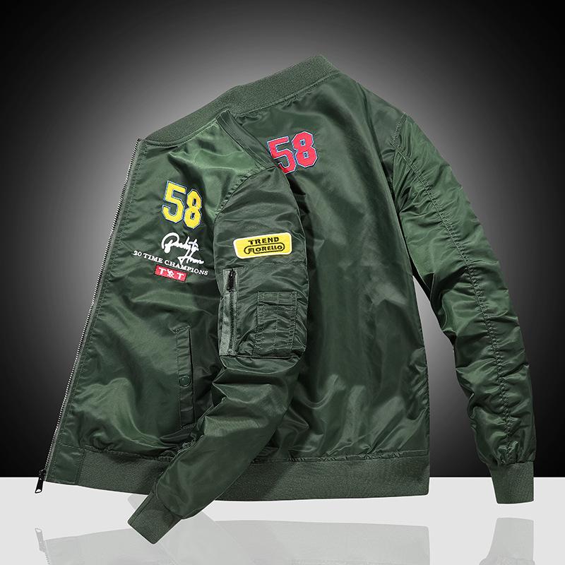 Весенне-осенняя куртка-бомбер ВВС, мужская вышитая бейсбольная куртка, свободная куртка-карго больших размеров