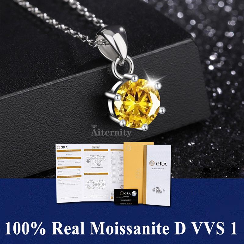 Серебро 925 пробы Высококачественное ювелирное изделие 100% Муассанит Подвеска-ожерелье Цвет D с сертификатом GRA для женщин Свадьба, Вечеринка