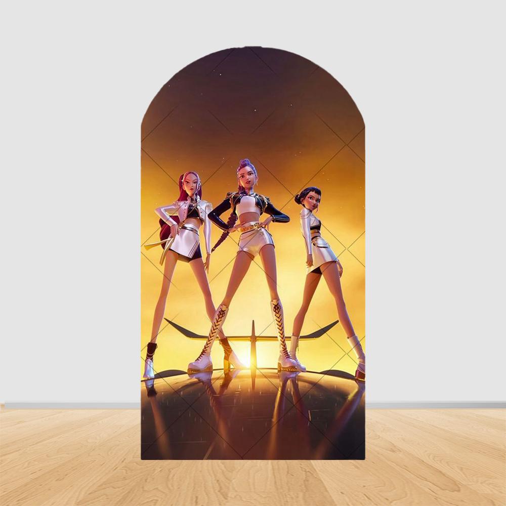 KPop Demon Hunter Arch Cover Background Girl Birthday Party Decoration Photography Background Arch Set Studio Supplies
