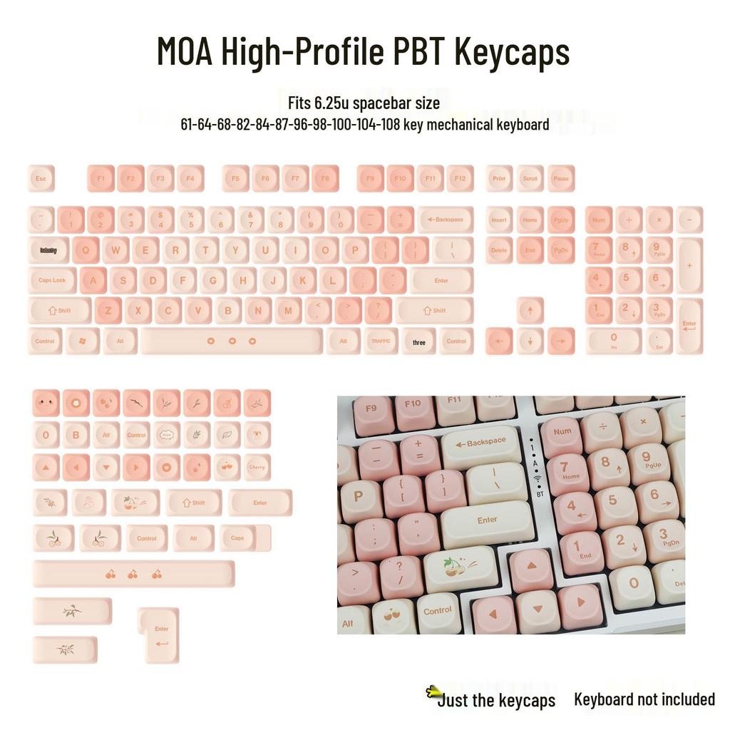 Blue Cute Cartoon Bear Keycap Set - Ice Cream Theme, 75-98 Keys, Highly Sublimated for Mechanical Keyboards