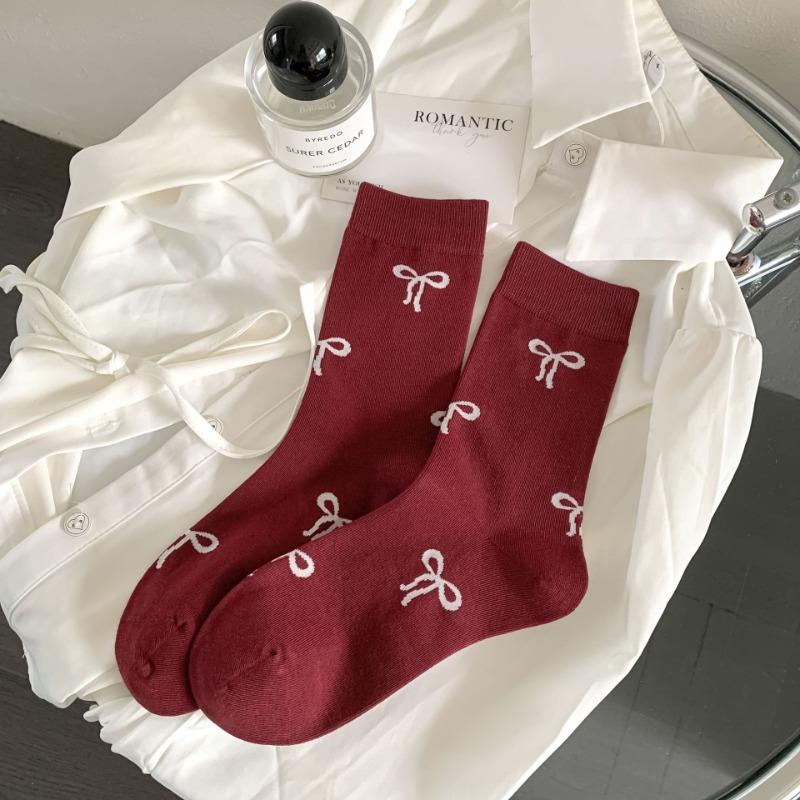 Женские весенне-осенние носки-гольфы с бантиком, милые и сладкие