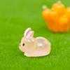 DIY Mini Rabbit Ornament Cartoon Resin Animal Figurines Cute Luminous Rabbit Miniatures  Outdoor