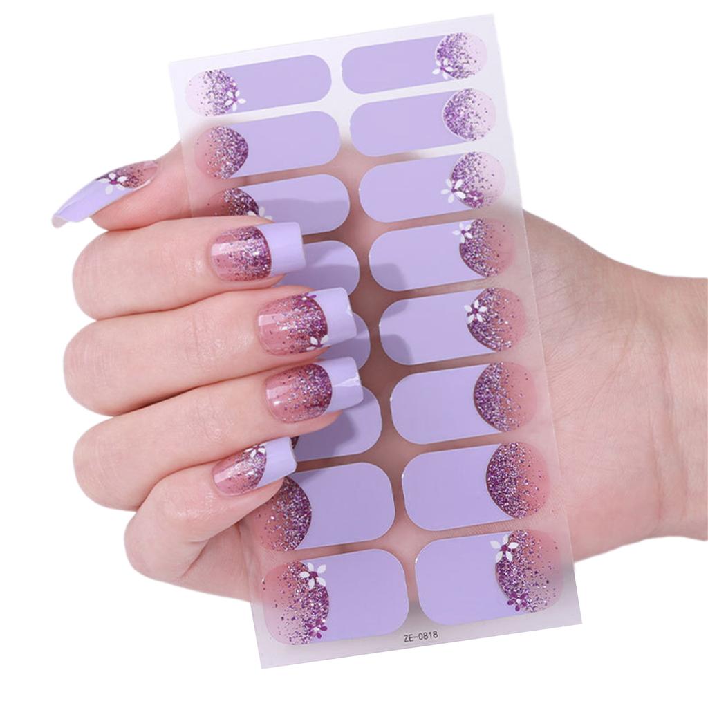 French Tip Gels Nail Strips Glittering Gels Nail Sticker Lovely Nail Polish Strips Gels Nail Wrap Nail Art Sticker