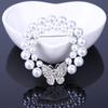 Fashionable And Exquisite Butterfly Wreath Rhinestone Alloy Round Female Pearl Brooch Pin Dress Accessories