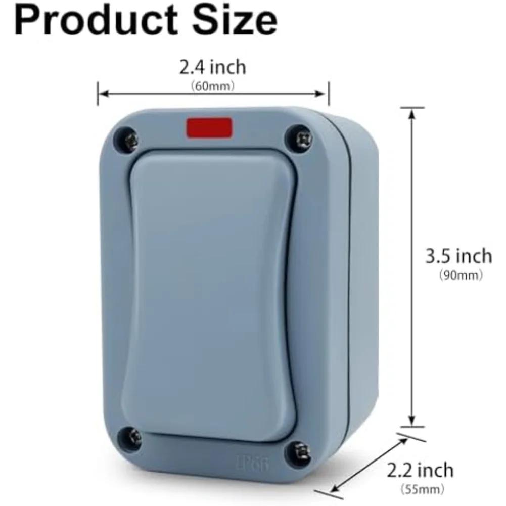 Наружный выключатель света, однополюсный настенный выключатель со светодиодным индикатором, однополюсный/двухполюсный, подходит для использования на улице/в саду
