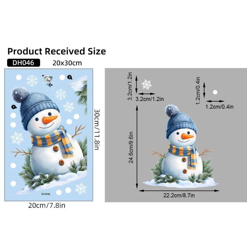 Christmas Static Window Clings Robin Snowflake Winter Design Non Adhesive for Xmas Home Office Glass Decor