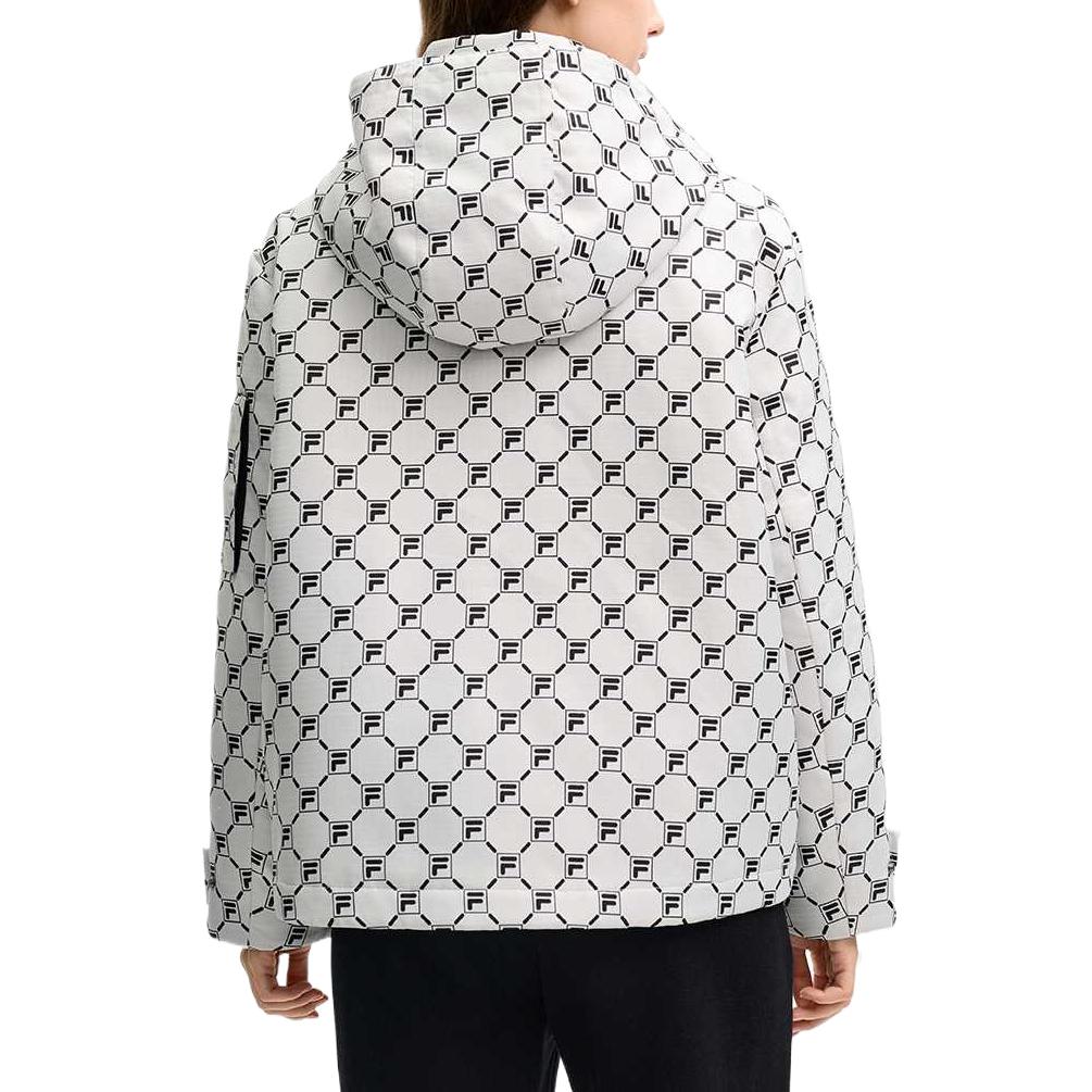 Fila SS25 Куртка с капюшоном теплая с логотипом по всей поверхности Женские куртки Облачно-Грибной-Белый F11W518901F-WT