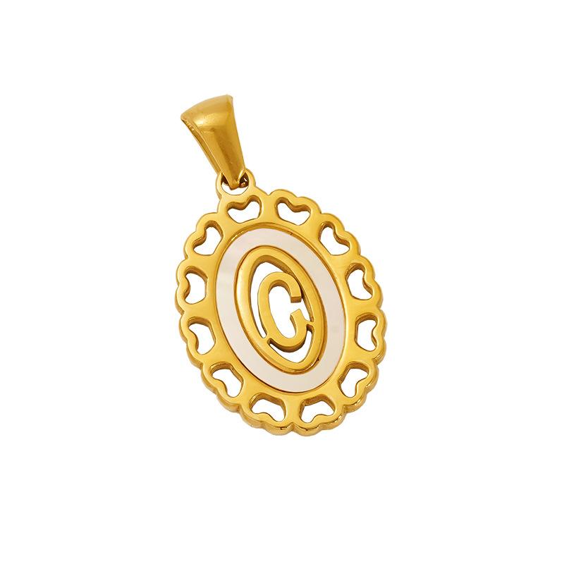 New Fashion Versatile Stainless Steel Letter Necklace 18k Gold Hollow Hip Hop Street Titanium Steel Pendant