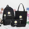 4Pcs/Set Women School Backpacks Schoolbag Canvas For Teenagers Girls Student Book Bag Boys Satchel