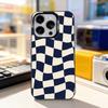 Шахматная доска в клетку Чехол для телефона For iPhone 11,12,13,14,15,16,17,Pro,Max,Plus,E,Air,Mini IMD Матовый черный