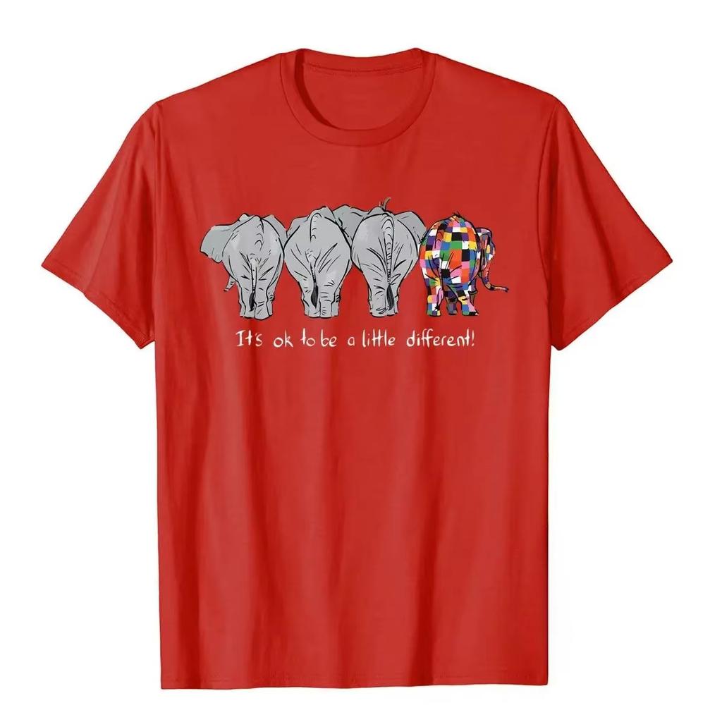 Its Okay If Its A Little Different Elephant Graphic Tshirt Unisex British Hip Hop Tee Y2k Summer Casual Streetwear Tops
