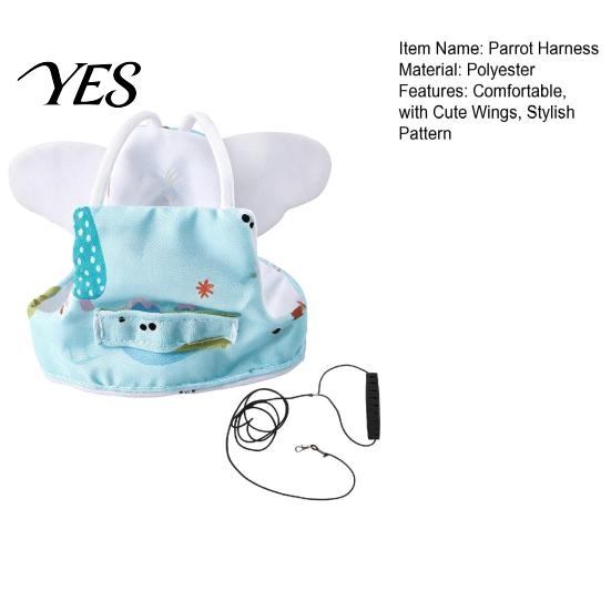 Breathable Parrot Clothing Harness Clothes with Leash, Flight Cute Wings, Travel for Parrots Bird Vest, Outdoor Training Parakeet Budgie Cockatiel