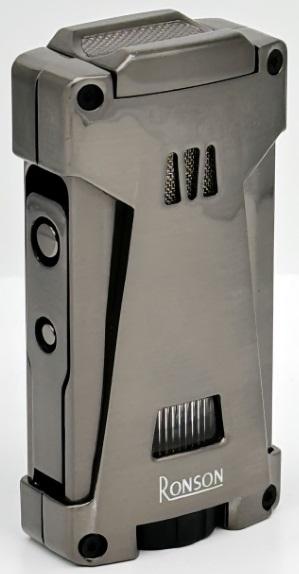 RONSON HURRICANE RGL119 GREY SATIN 3 jet lighter with puncher