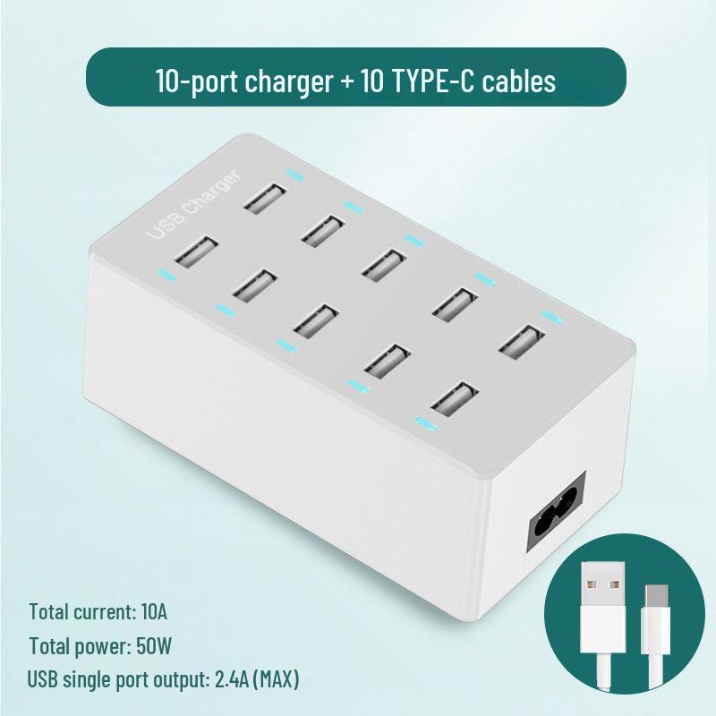 Многопортовое USB-быстрое зарядное устройство: Умная настольная зарядная станция для нескольких устройств