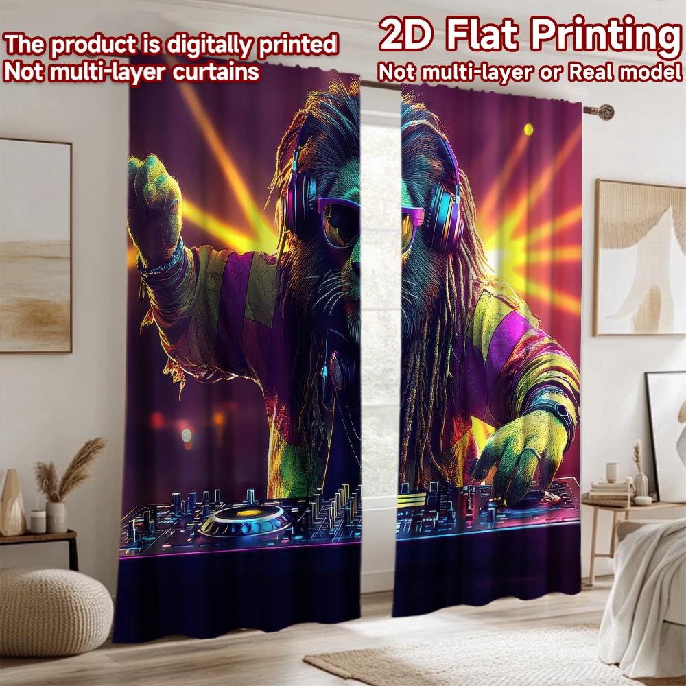 1 шт. 2D плоский фон для фотосъемки, фон для вечеринки, DJ Лев Py, 100% полиэстер, праздничный декор стены, использовать для праздничных портретов и вечеринки
