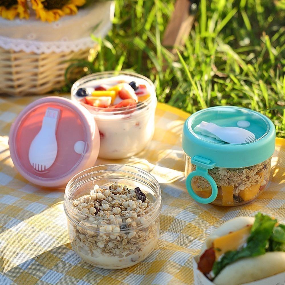 With  Spoon Oatmeal Cup Food Grade Breakfast Mug Multi Purpose Yogurt Jar  Travel Use