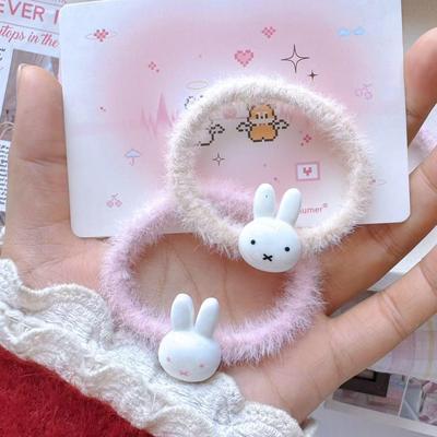 Очаровательная пушистая резинка для волос Miffy - Высокая эластичность, Прочная, Милый мультяшный аксессуар для хвостика