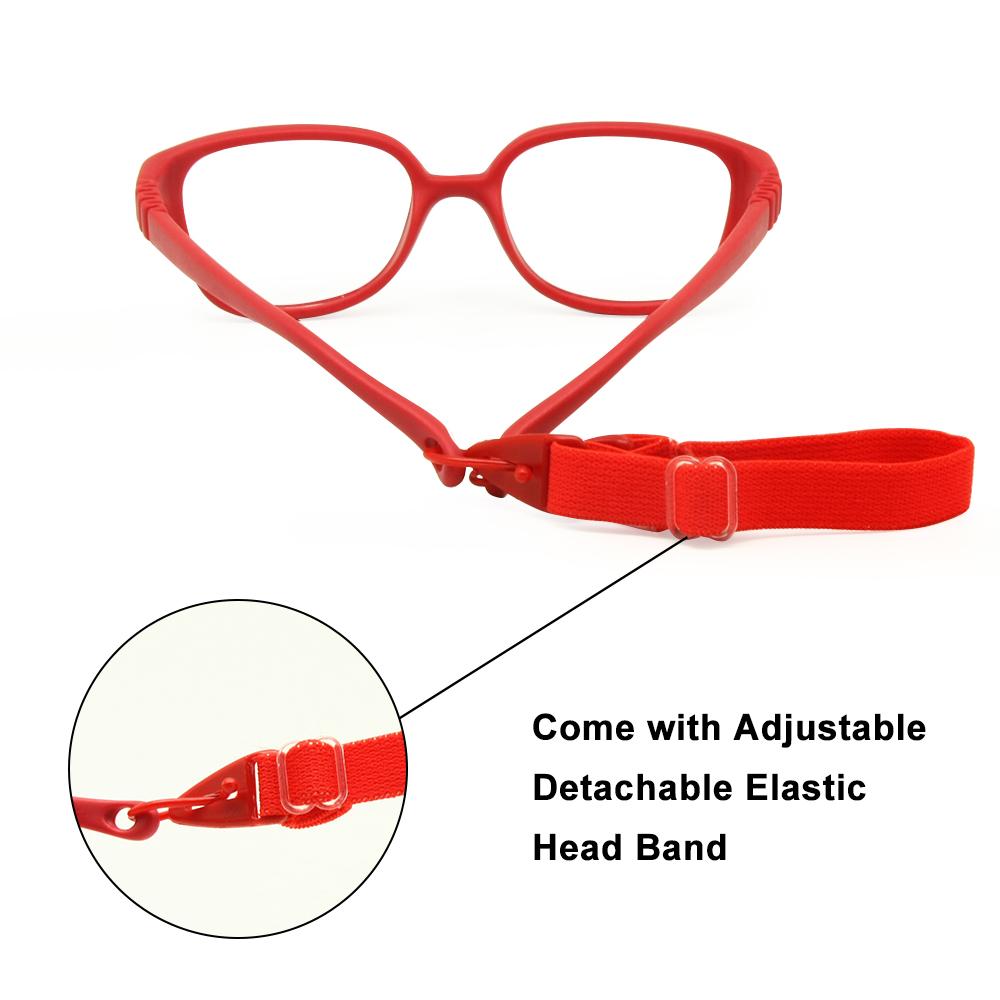 Bendable Kids Glasses Frame with Strap Size 44/15 No Screw One-piece Optical Glasses for Boys Girls 3-5Y