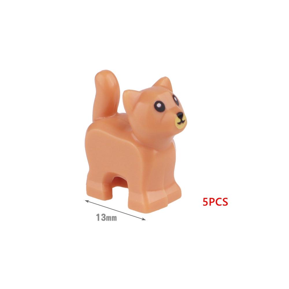 5PCS/Set Animals Cute Cat Pig Snake Figures DIY Building Blocks Toys for Children Gifts Toy Colorful Animal 38801 13786 1410pb01