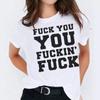 ZIMOXUAN Women Fashion Fuck You You Fucking Letter Print Casual Short Sleeve T-Shirt