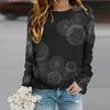 Tops For Women Geometric Circle Print Round Neck Long Sleeve T-shirt Fall Casual Slim Pullover Women's Long Sleeve Top