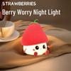 Ночник с сенсорным управлением из силикона в форме клубники - Креативная прикроватная лампа для создания атмосферы