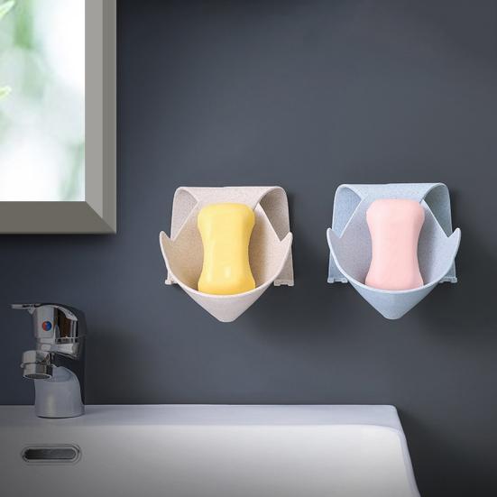 Soap Dish Wall Mounted Water Draining Quick Dry Water-free Soap Sponge Holder for Home