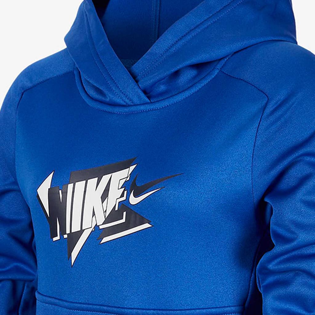 Nike Multi Color Block Letter Print Hooded Casual Fleece Sweatshirt Kids Sweatshirt Game-Royal FJ6050-480