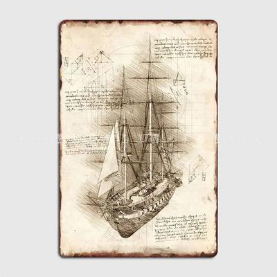 Старый Парусник Барк Металлическая Табличка Постер Настенная Фреска Настенная Фреска на Заказ Живопись Жестяная Табличка Постер
